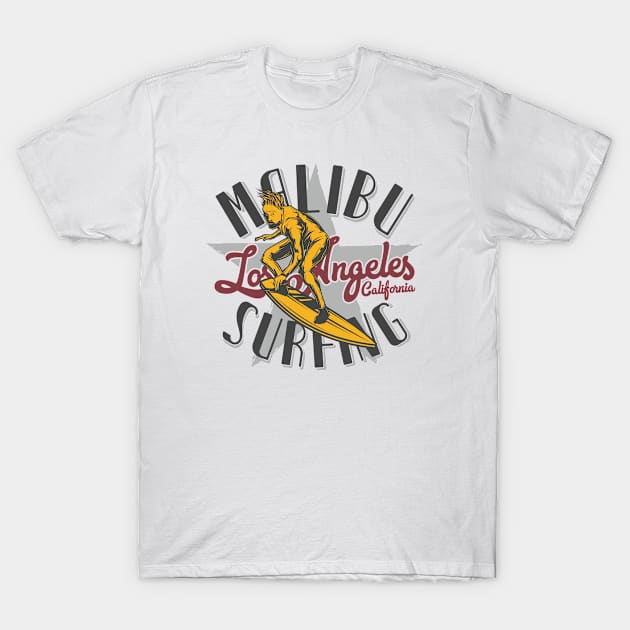 Malibu Surfing T-Shirt by JabsCreative